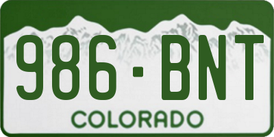 CO license plate 986BNT