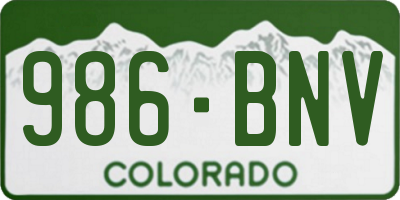 CO license plate 986BNV