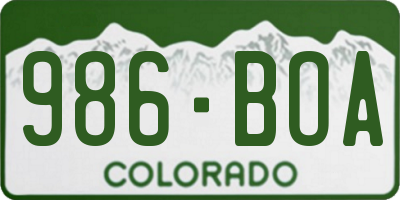 CO license plate 986BOA