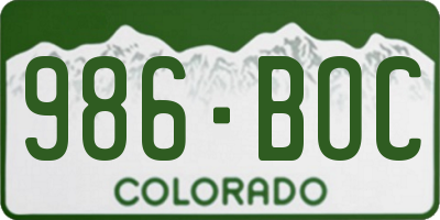CO license plate 986BOC