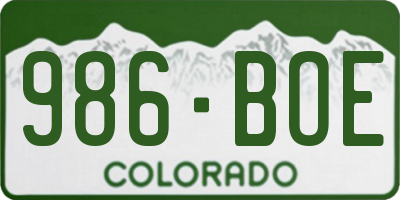 CO license plate 986BOE