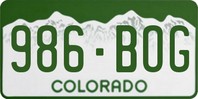 CO license plate 986BOG
