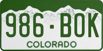 CO license plate 986BOK