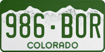 CO license plate 986BOR