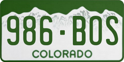 CO license plate 986BOS
