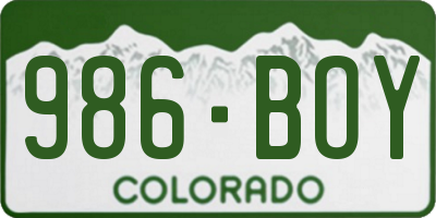 CO license plate 986BOY