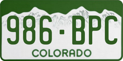 CO license plate 986BPC