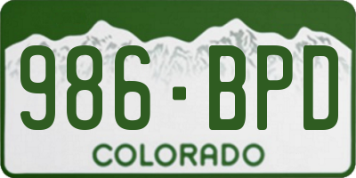 CO license plate 986BPD