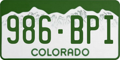 CO license plate 986BPI