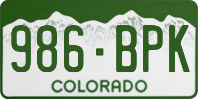 CO license plate 986BPK