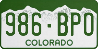 CO license plate 986BPO