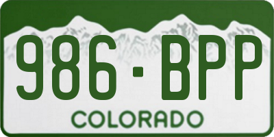 CO license plate 986BPP