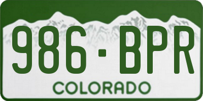 CO license plate 986BPR