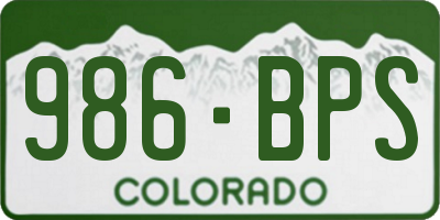 CO license plate 986BPS