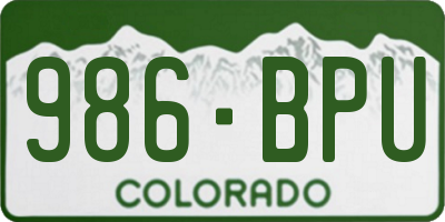 CO license plate 986BPU