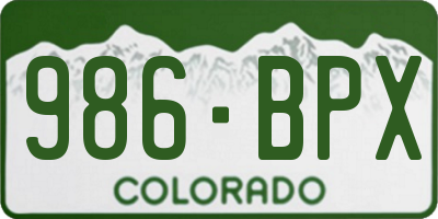 CO license plate 986BPX