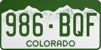 CO license plate 986BQF
