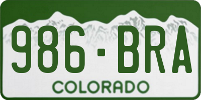CO license plate 986BRA