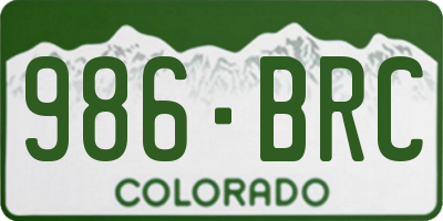 CO license plate 986BRC