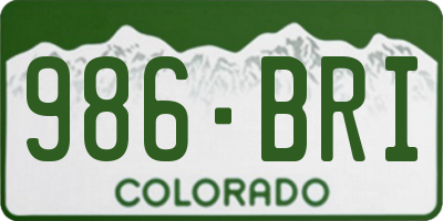 CO license plate 986BRI