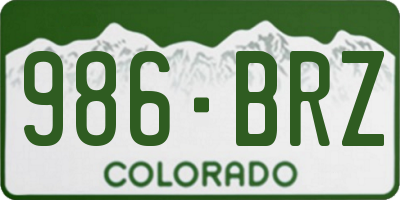 CO license plate 986BRZ