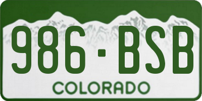 CO license plate 986BSB