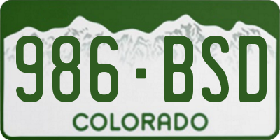 CO license plate 986BSD
