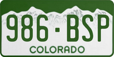 CO license plate 986BSP