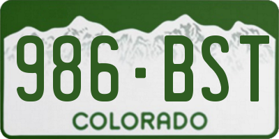 CO license plate 986BST