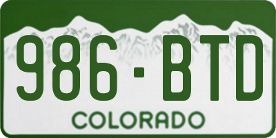 CO license plate 986BTD