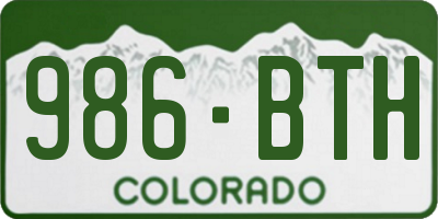 CO license plate 986BTH