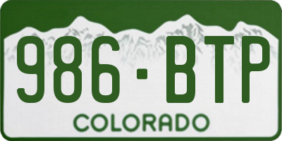 CO license plate 986BTP