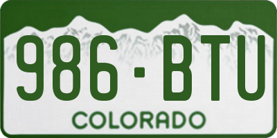 CO license plate 986BTU