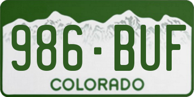 CO license plate 986BUF