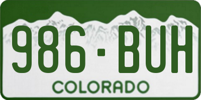 CO license plate 986BUH