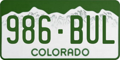 CO license plate 986BUL