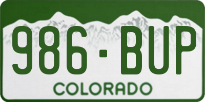 CO license plate 986BUP