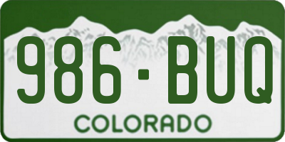CO license plate 986BUQ