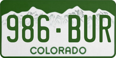CO license plate 986BUR