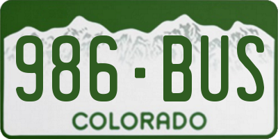 CO license plate 986BUS
