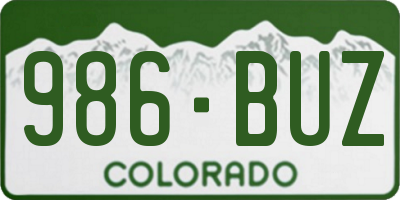 CO license plate 986BUZ