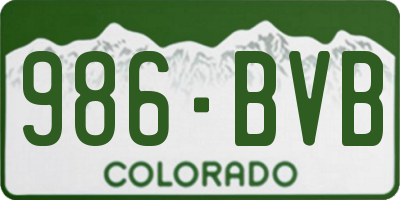 CO license plate 986BVB