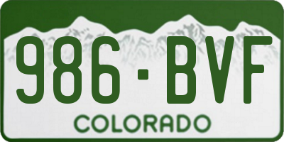 CO license plate 986BVF