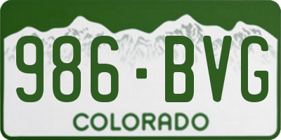 CO license plate 986BVG
