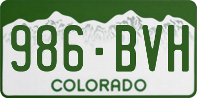 CO license plate 986BVH