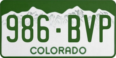 CO license plate 986BVP
