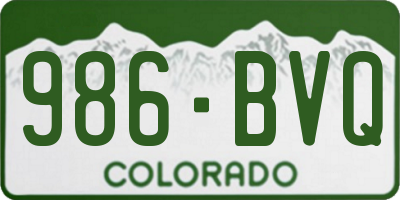 CO license plate 986BVQ