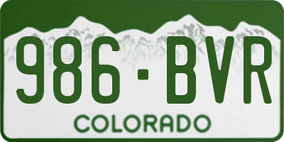 CO license plate 986BVR