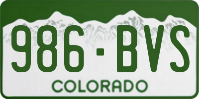 CO license plate 986BVS
