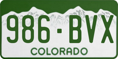 CO license plate 986BVX